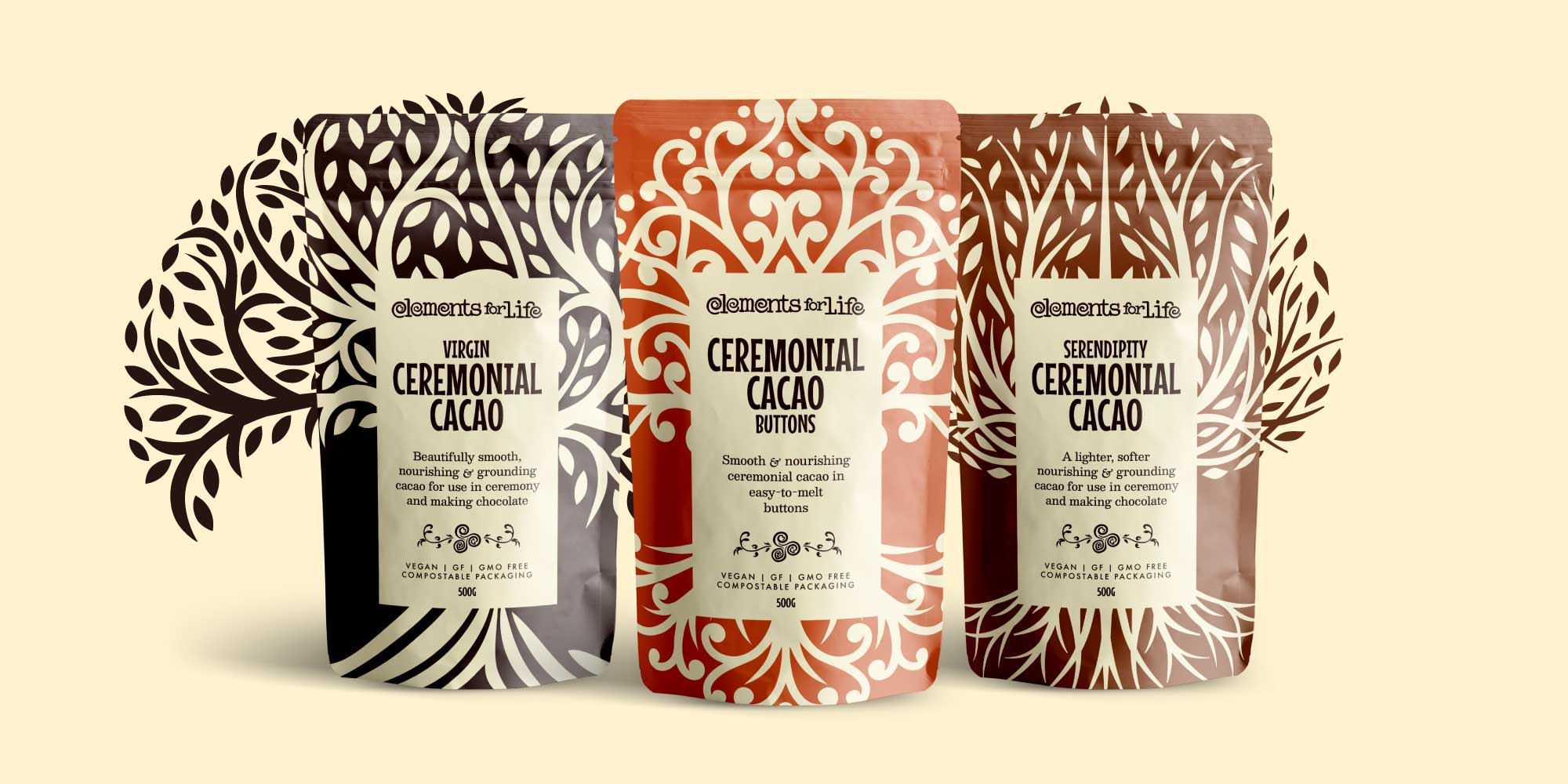 ceremonial cacao packaging design range