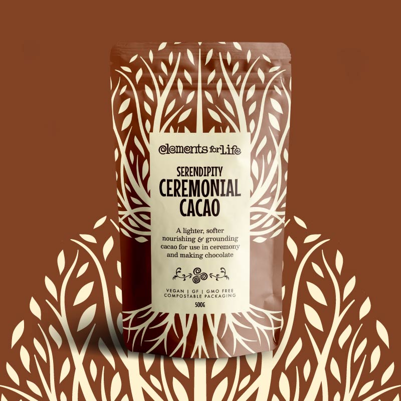 serendipity ceremonial cacao packaging