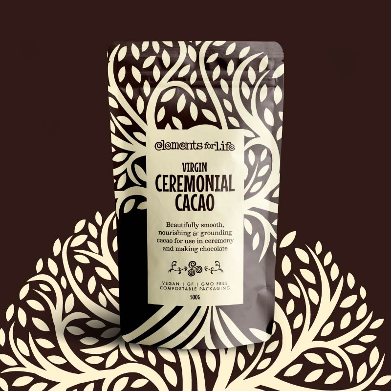 virgin ceremonial cacao packaging